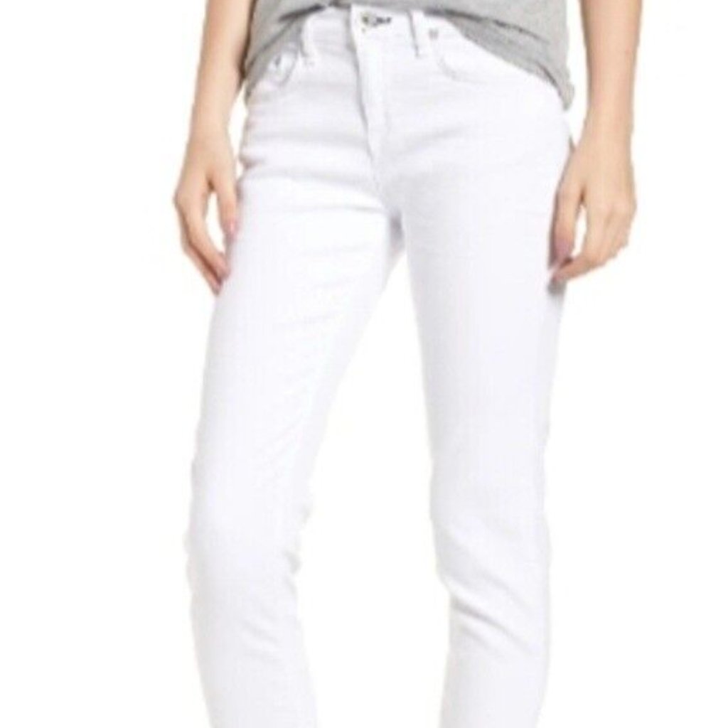 Rag & Bone The Dre White Ankle Slim Boyfriend Jeans